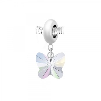 Steel bead and SC Crystal butterfly charm adorned with sparkling crystals