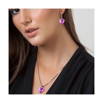 SC Crystal iriserende hartjes ketting en oorbellen set, versierd met fonkelende kristallen