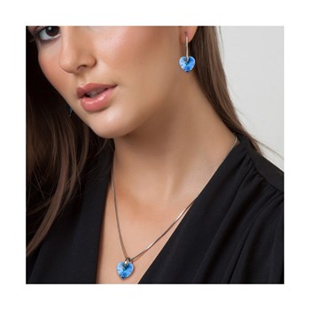 SC Kristallen hart ketting en oorbellen set met fonkelende kristallen