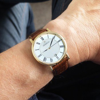 Montre Michel Herbelin Homme Bracelet Cuir Boitier Pvd