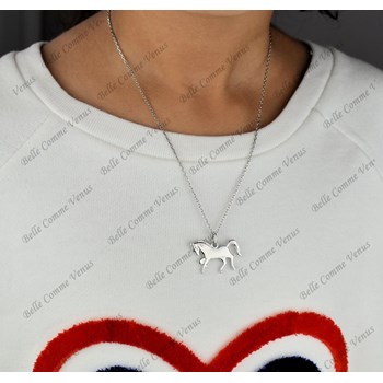 Collier cheval étalon au galop Argent 925 Rhodié