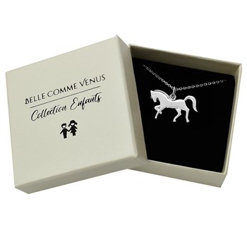 Collier cheval étalon au galop Argent 925 Rhodié