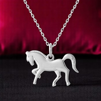 Collier cheval étalon au galop Argent 925 Rhodié