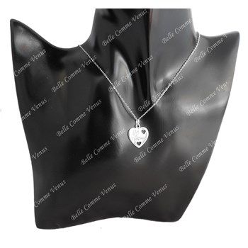 Collier coeur gravé Je t'aime Argent 925 Rhodié