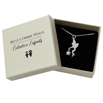 Collier fée qui tient une étoile oxyde de zirconium Argent 925 Rhodié