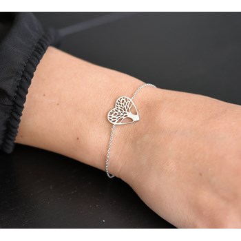 Bracelet coeur arbre de vie Argent 925 Rhodié