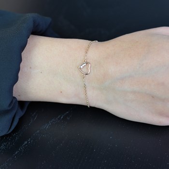 Bracelet Coeur Oxyde de Zirconium Plaqué OR 750 3 microns