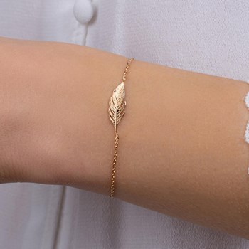 Bracelet plume Plaqué OR 750 3 microns