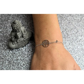 Bracelet cercle ajouré d'un arbre de vie Argent 925 Rhodié