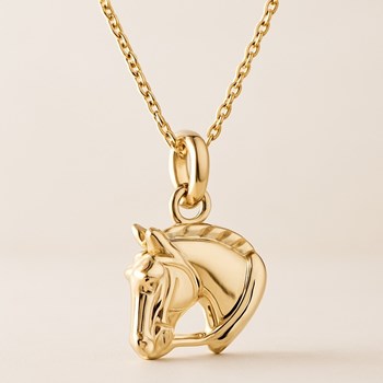 Collier buste de cheval Plaqué OR 750 3 microns