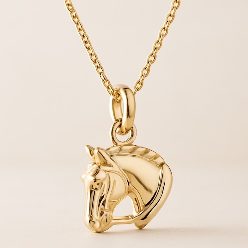 Collier buste de cheval Plaqué OR 750 3 microns - vue 4