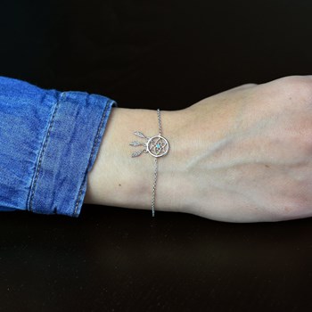 Bracelet attrape-rêve perle bleu turquoise Argent 925 rhodié
