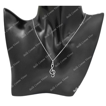 Necklace treble clef musical note Silver 925 Rhodium