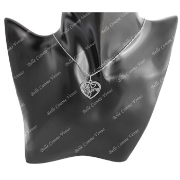 Collier coeur ajouré message Je t'aime Argent 925 Rhodié