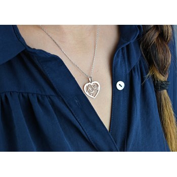 Collier coeur ajouré message Je t'aime Argent 925 Rhodié