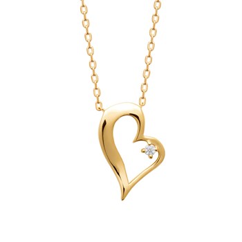 Zirconium oxide openwork heart necklace Gold-plated 750 3 microns
