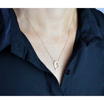 Zirconium oxide openwork heart necklace Gold-plated 750 3 microns