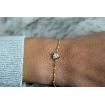 Bracelet coeur d'oxyde de zirconium Plaqué OR 750 3 microns