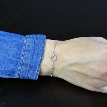 Bracelet coeur de petits oxydes de zirconium Argent 925 Rhodié