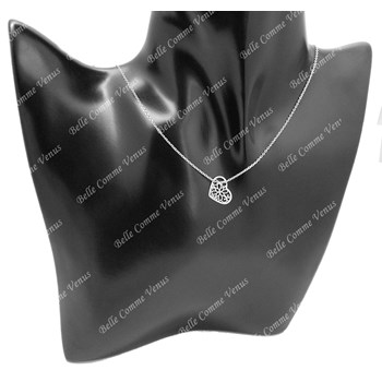 Heart necklace arabesque flower Silver 925 Rhodium