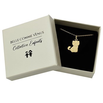 Collier chat pour enfant Plaqué OR 750 3 microns