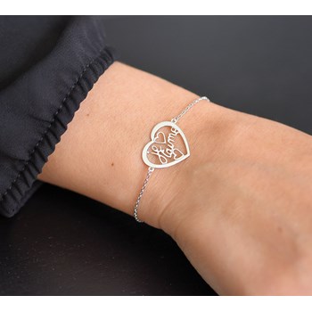 Bracelet coeur ajouré message Je t'aime Argent 925 Rhodié