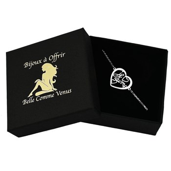 Bracelet coeur ajouré message Je t'aime Argent 925 Rhodié