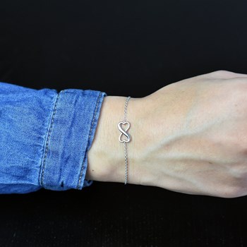 Bracelet coeur infini Argent 925 Rhodié