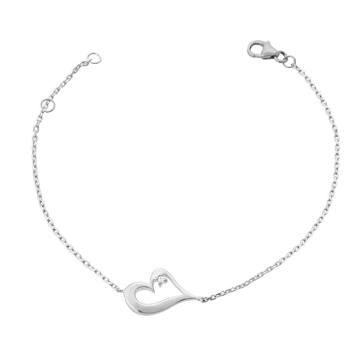 Bracelet coeur oxyde de zirconium Argent 925 Rhodié