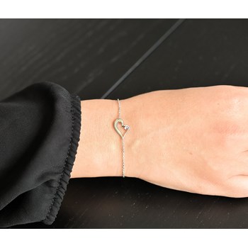 Bracelet coeur oxyde de zirconium Argent 925 Rhodié