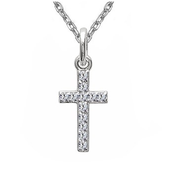 Zirconium oxide cross necklace Silver 925 Rhodium plated