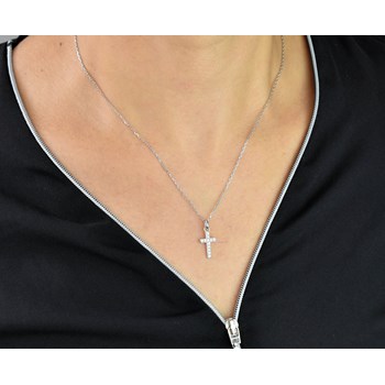 Zirconium oxide cross necklace Silver 925 Rhodium plated