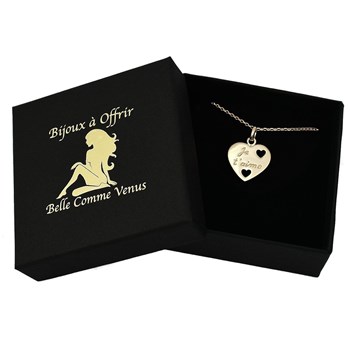 Collier coeur gravé Je t'aime Plaqué OR 750 3 microns