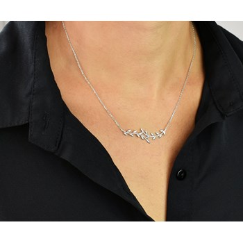 925 Rhodium Zilveren Laurierblad Ketting
