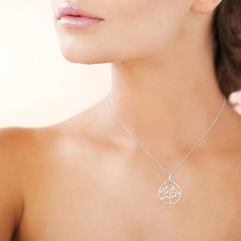Silver circle tree of life necklace 925 Rhodium-plated