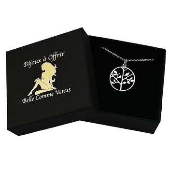 Silver circle tree of life necklace 925 Rhodium-plated