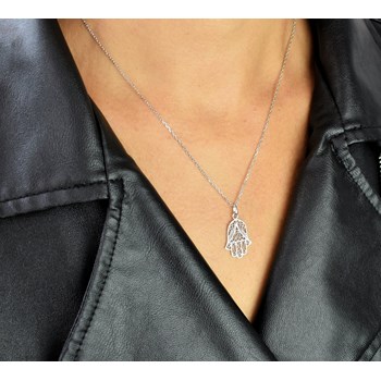 Necklace Fatma hand chiseled Silver 925 Rhodium
