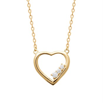 Necklace heart of small zirconium oxides Gold-plated 750 3 microns