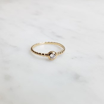 Bague Fine Torsadée Plaqué Or Mode Zirconium