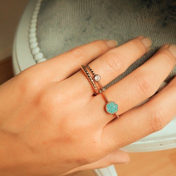 Bague Fine Torsadée Plaqué Or Mode Zirconium