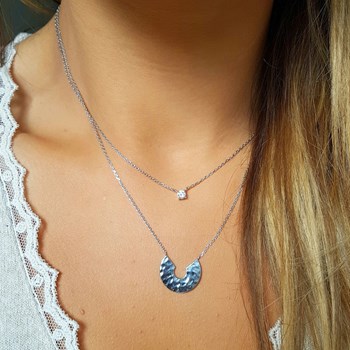 Collier Fin Argent Mode Tendance Pendentif Zirconium