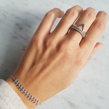 Bague Fine Argent Couronne Pierres Precieuses Zirconium