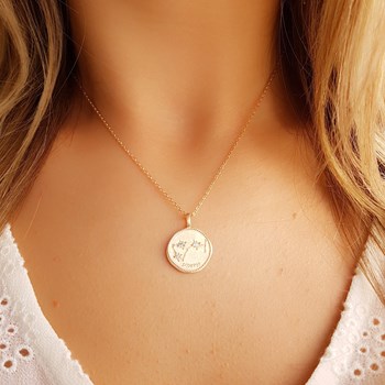 Collier Plaqué Or Signe Astrologique Zodiaque Pendentif Constellation Taureau
