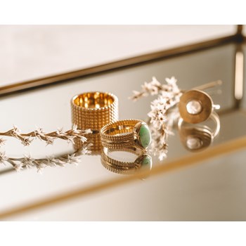 Bague Plaqué Or Tendance Pierre Precieuse Fine Quartz Rose