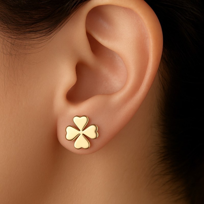Boucles d'oreilles Trèfle de coeurs Plaqué OR 750 3 microns - vue 4