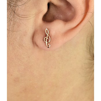 Earrings treble clef musical note Gold-plated 750 3 microns