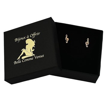 Earrings treble clef musical note Gold-plated 750 3 microns