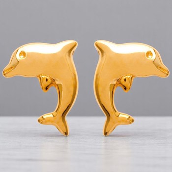 Boucles d'oreilles dauphin pour enfant Plaqué OR 750 3 microns