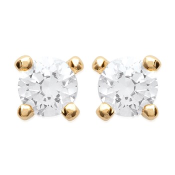 Boucles d'oreilles clous puces oxyde de zirconium Plaqué or 750 3 microns