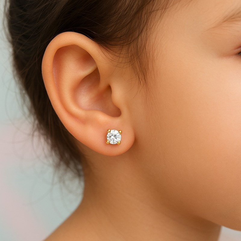 Boucles d'oreilles clous puces oxyde de zirconium Plaqué or 750 3 microns - vue 3